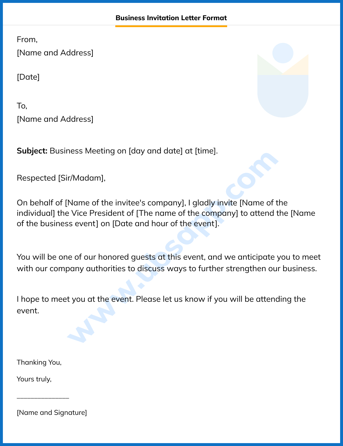 Business Invitation Letter Format Meaning Tips Examples And More