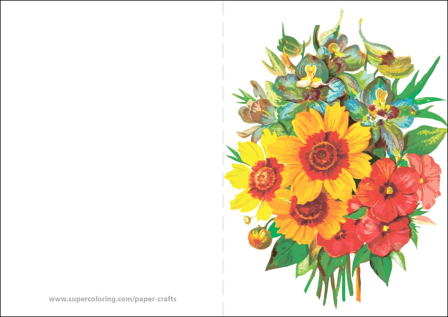 Card With Flowers Free Printable Papercraft Templates
