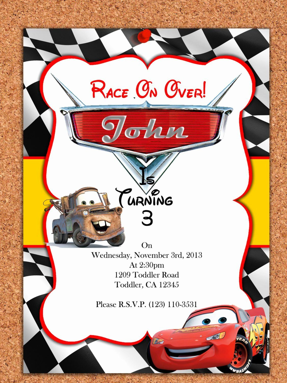 Cars Invitation Template Editable