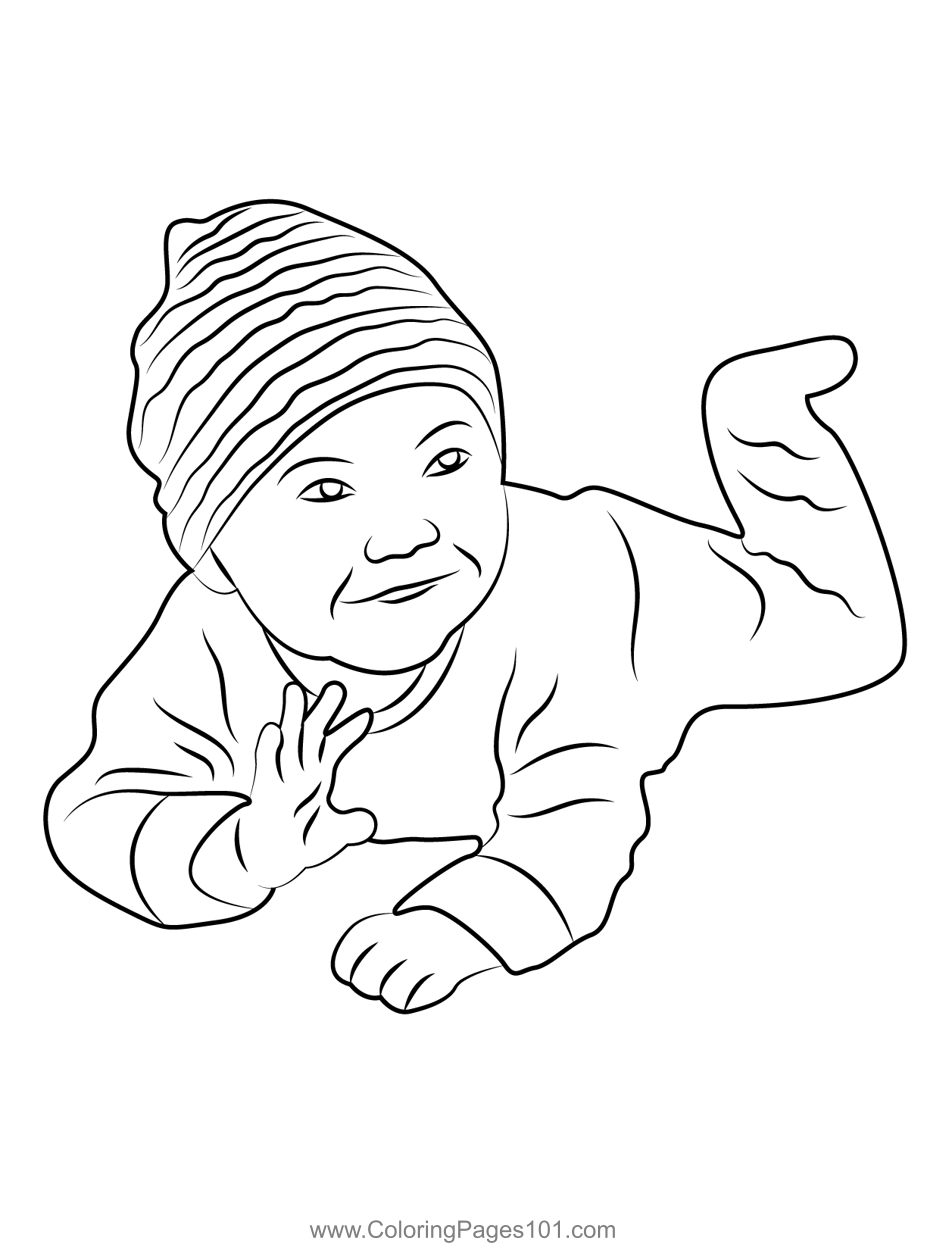 Cheerful Baby Coloring Page For Kids Free Babies Printable Coloring 