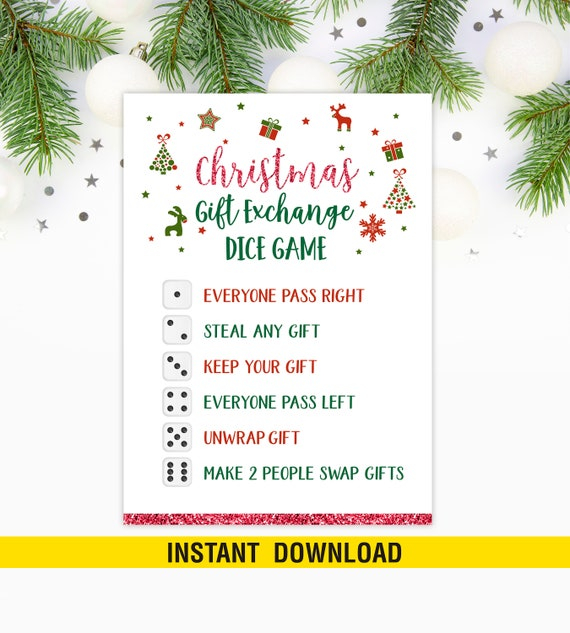 Christmas Dice Game Printable Christmas Party Game Christmas 