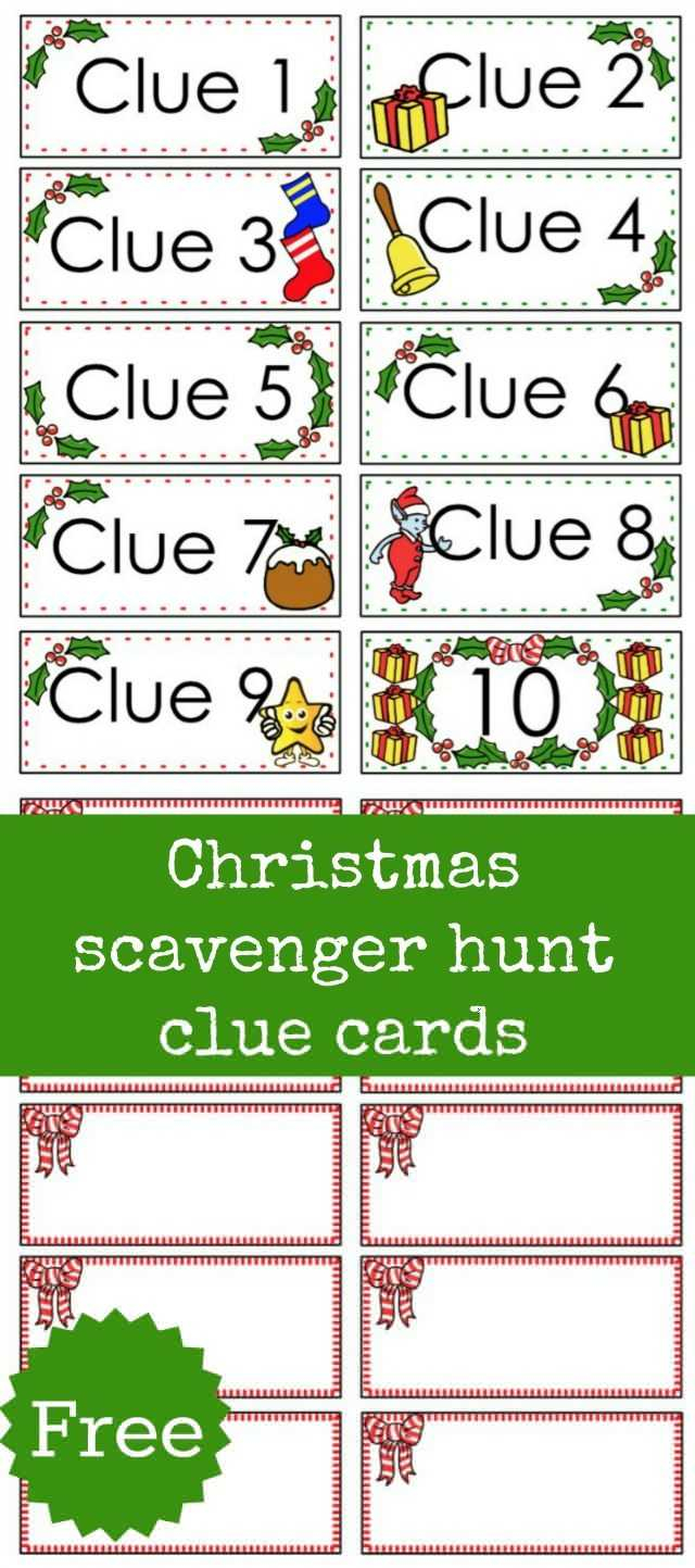 Christmas Scavenger Hunt Free Printable Clue Cards For Kids Regarding 