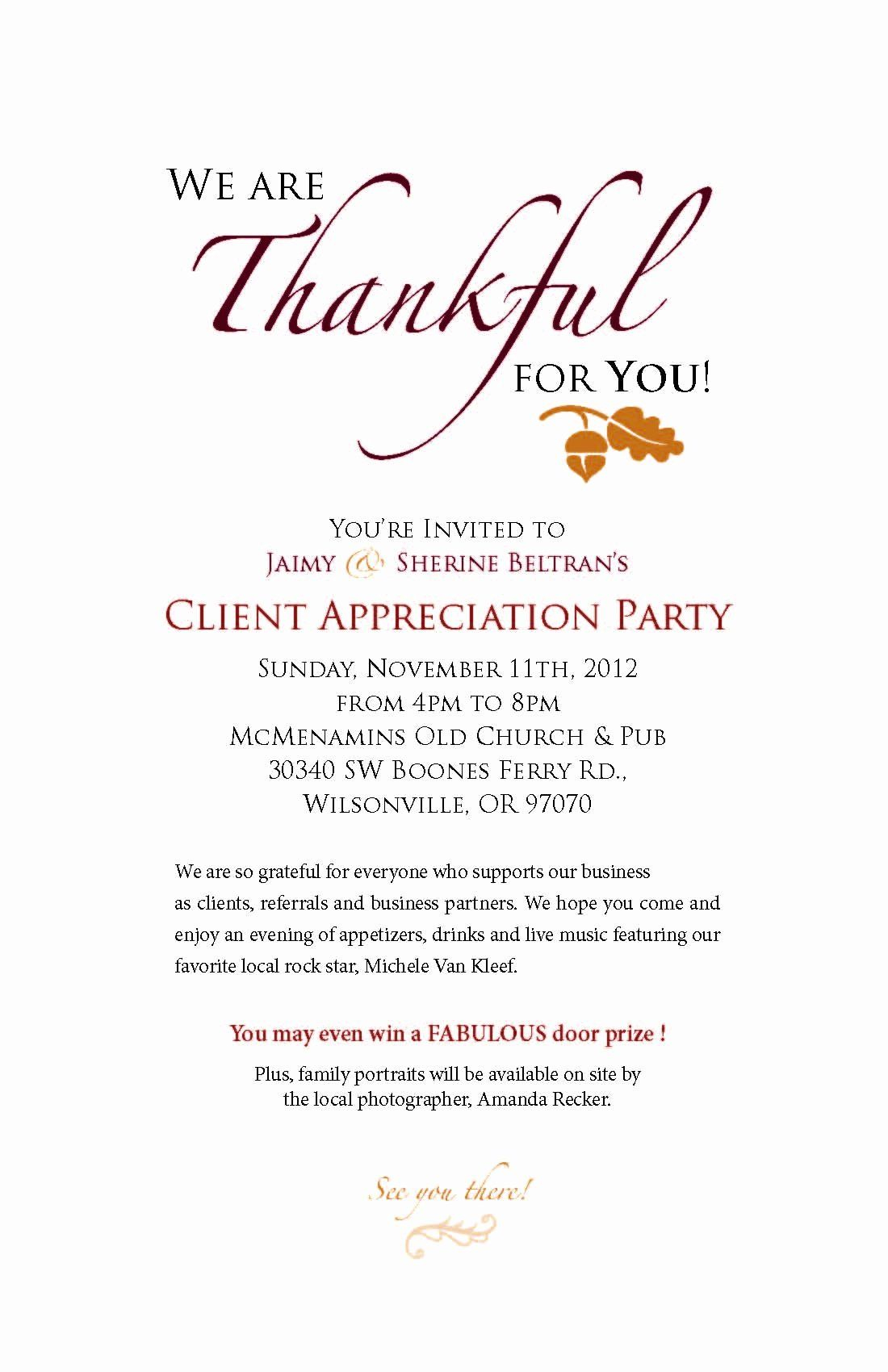 Client Appreciation Invitation Wording Fresh Client Appreciation Party Invitations Client