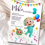 Cocomelon Birthday Invitation Editable Digital Jettemplate Template