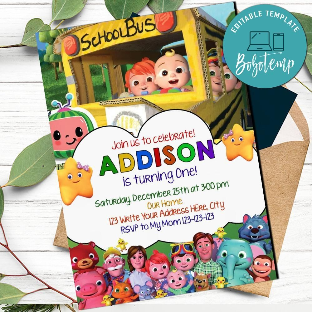 Cocomelon Invitation Template Maker