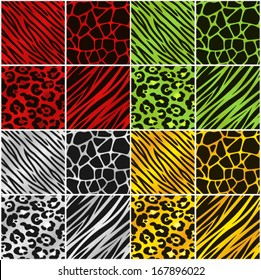 Collection Christmas Colored Animal Print Backgrounds Stock Vector