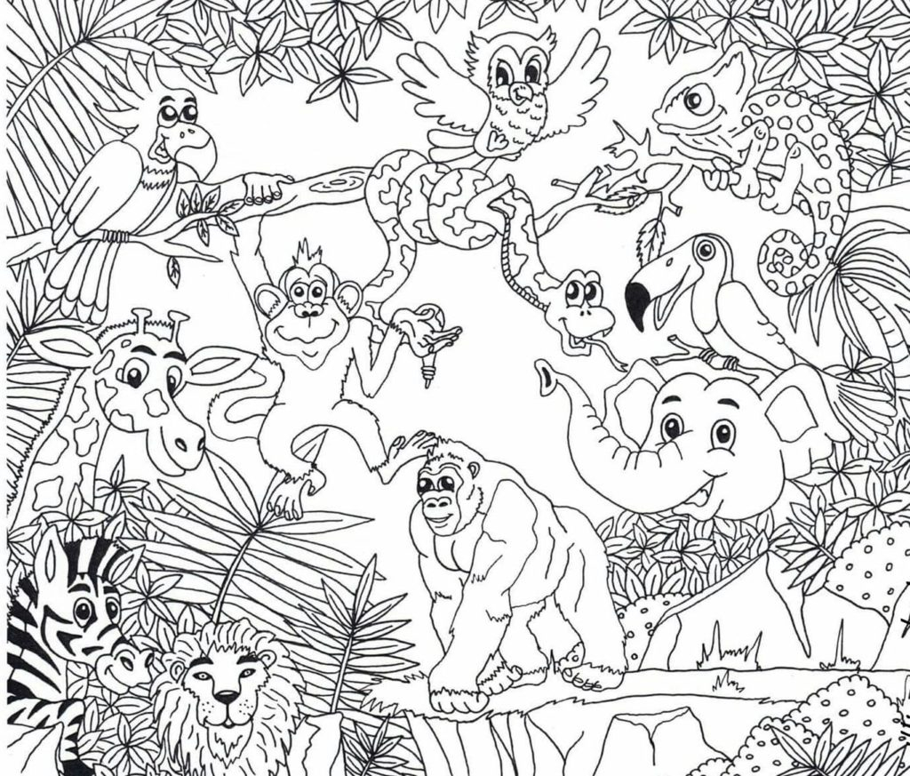 Collection Of Jungle Animals Coloring Pages Free Printable