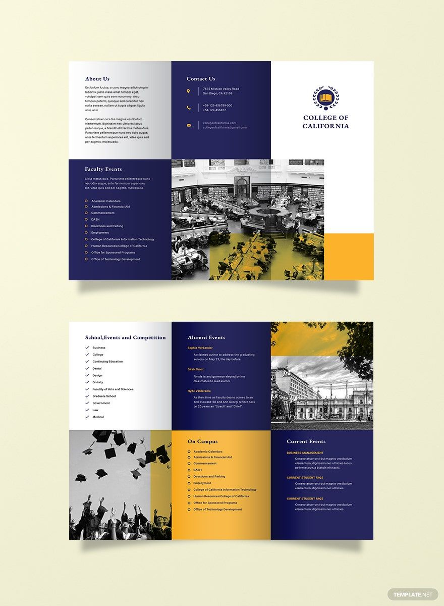 College Event Brochure Template In Publisher Pages Photoshop Word 