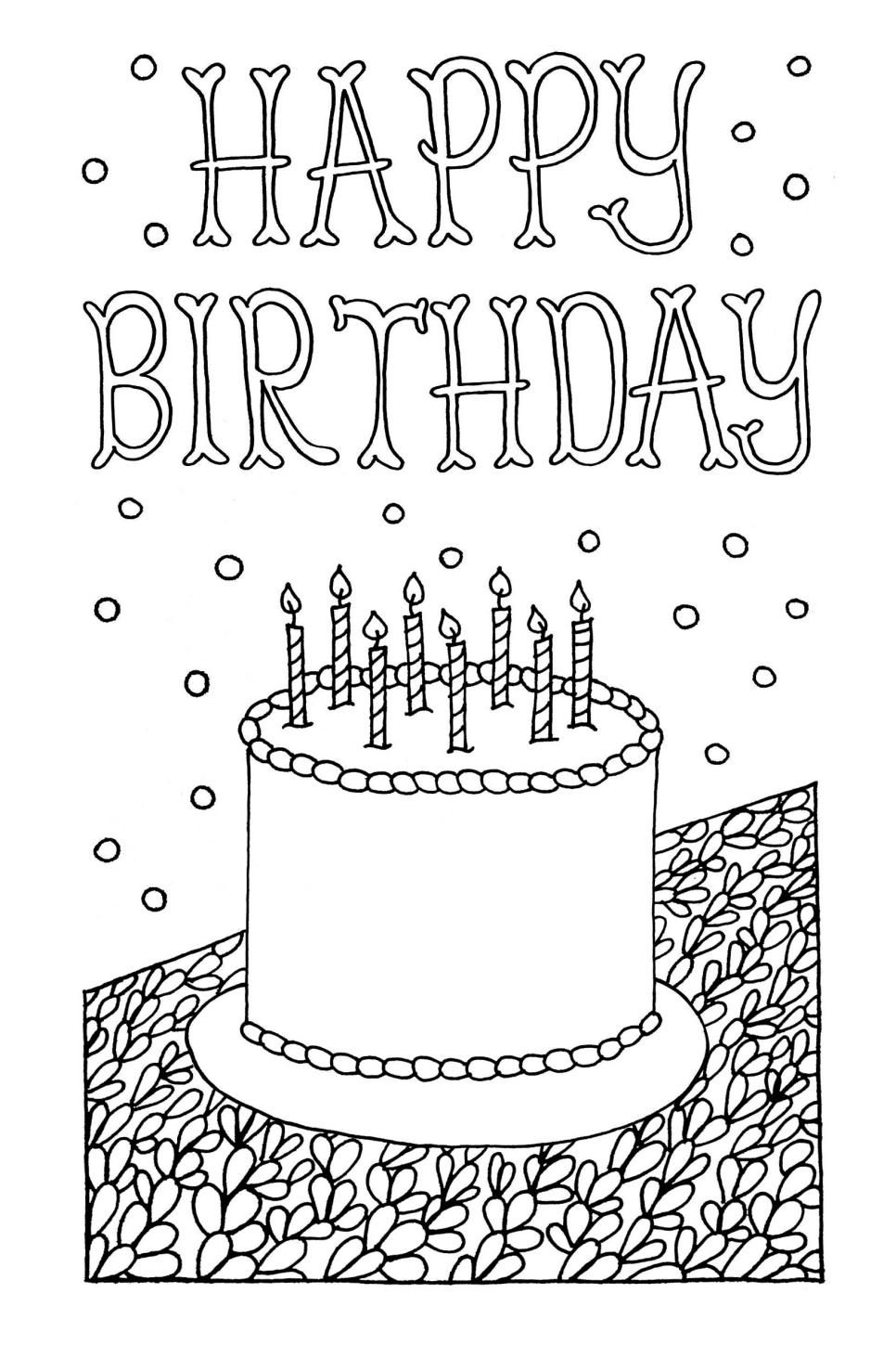 Coloring Birthday Cards Free Printable