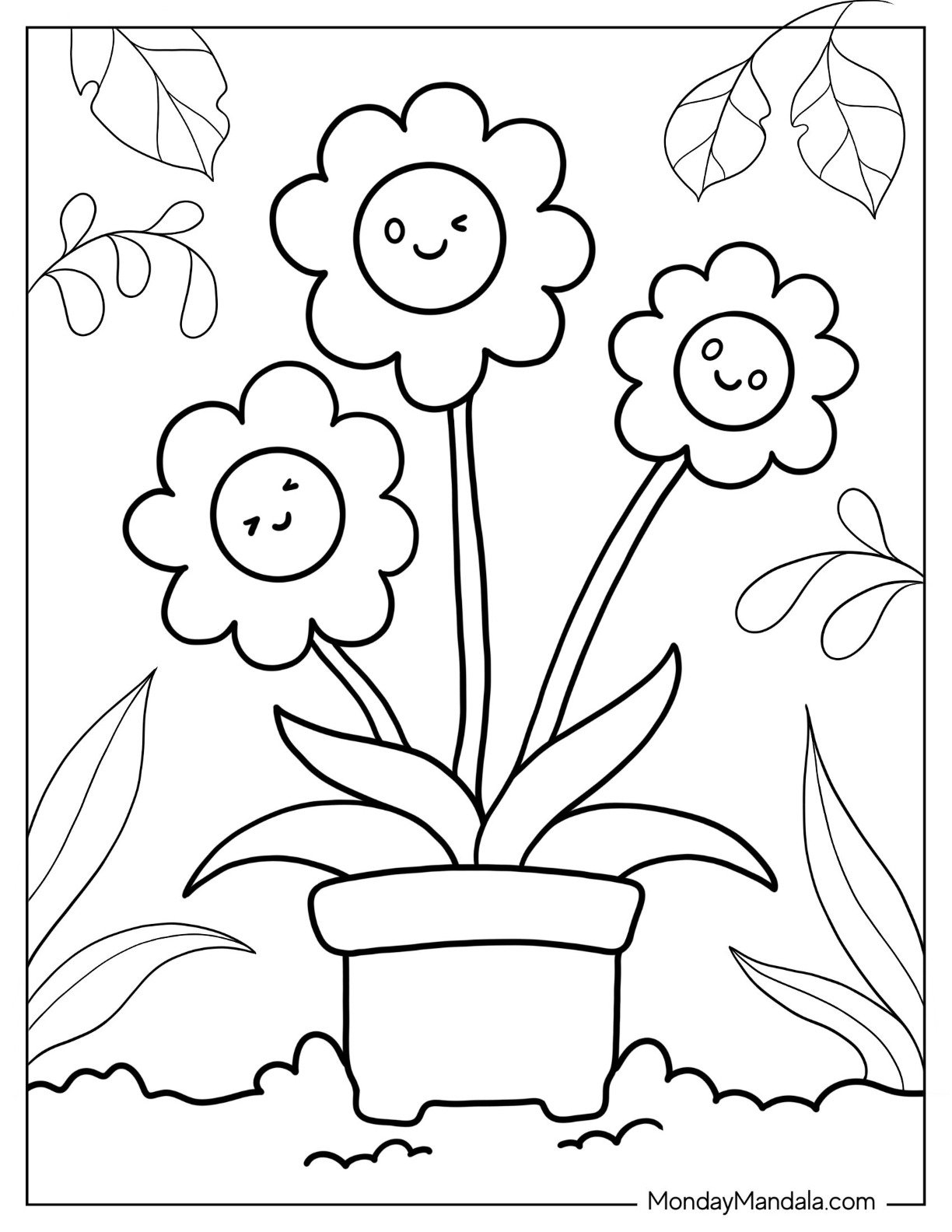 printable coloring pages for kids flowers