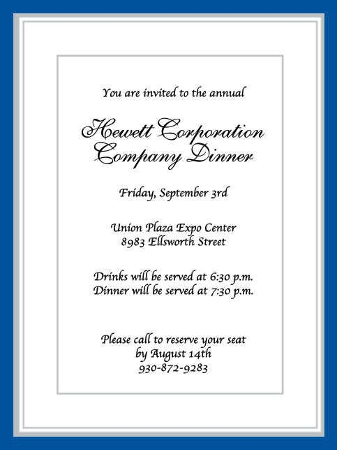 Company Dinner Party Invitation Wording