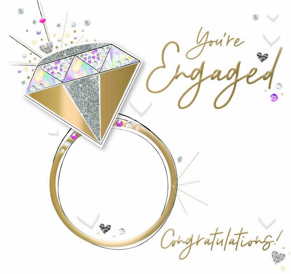 Congratulations Your Engaged Embellished Engagement Card Cards