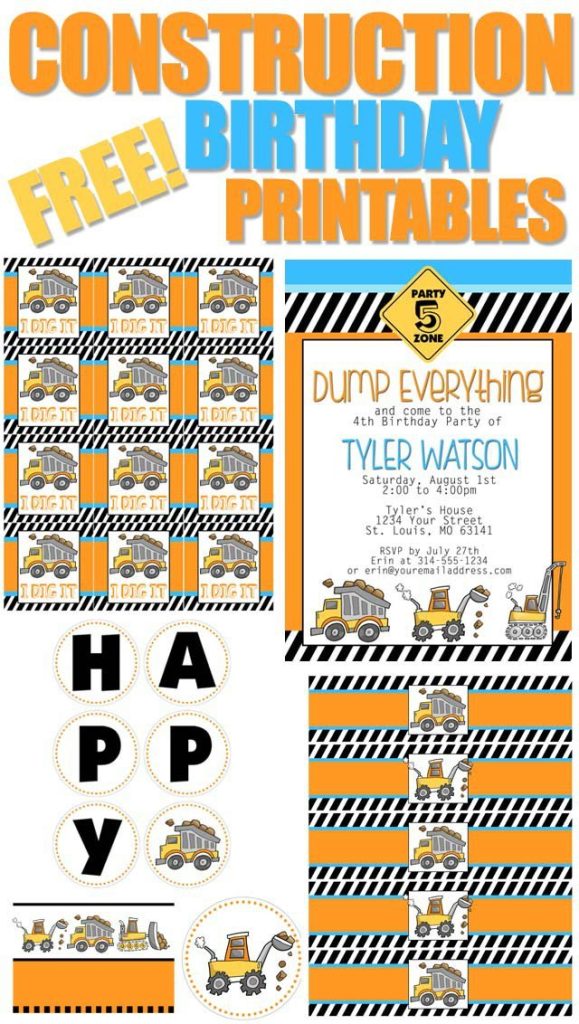 Construction Birthday Invitation Templates