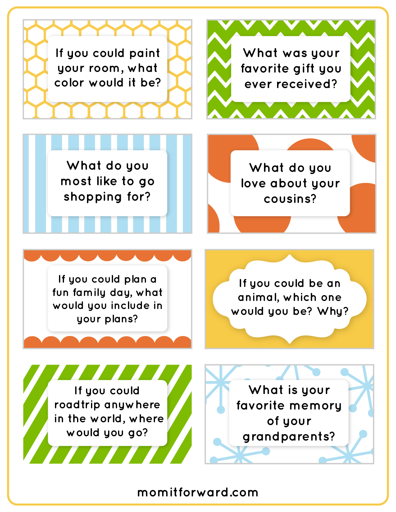 Conversation Cards Free Printable
