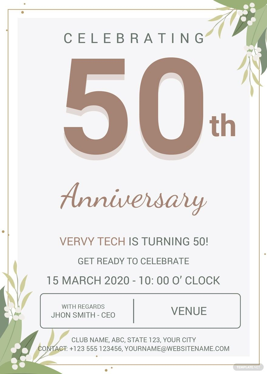 Corporate Anniversary Invitation Template In Publisher Illustrator 