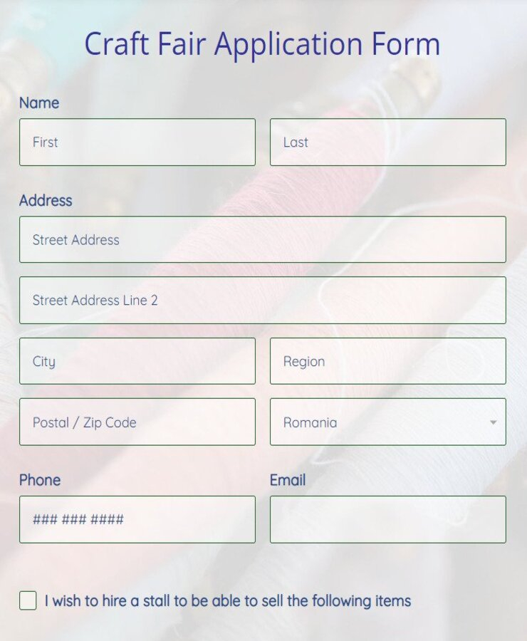 Craft Fair Application Template
