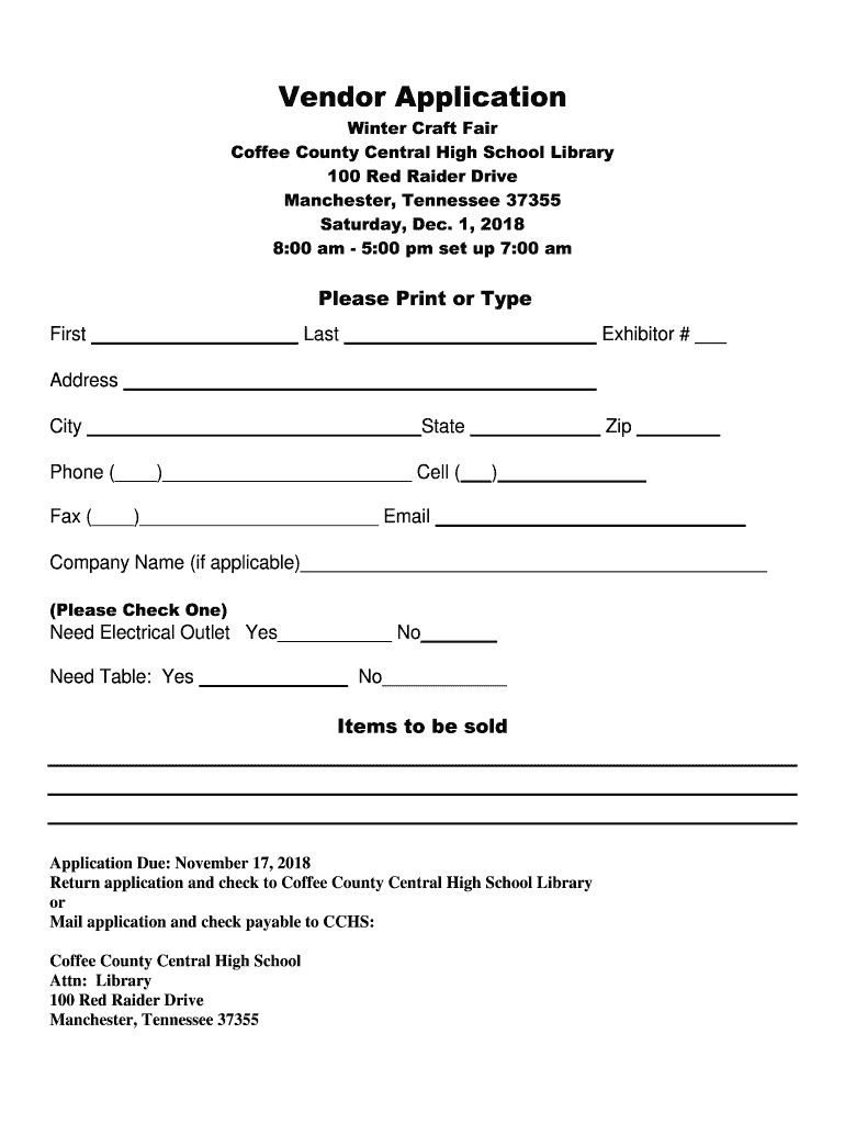 Craft Fair Vendor Application Template Fill Out Sign Online DocHub