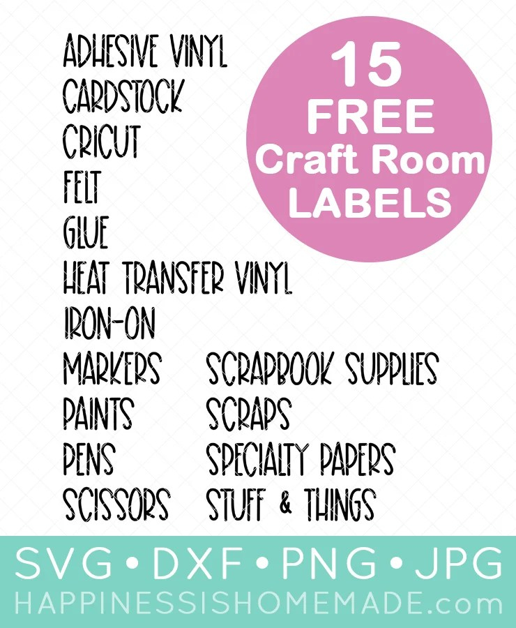 Craft Room Labels Happiness Is Homemade