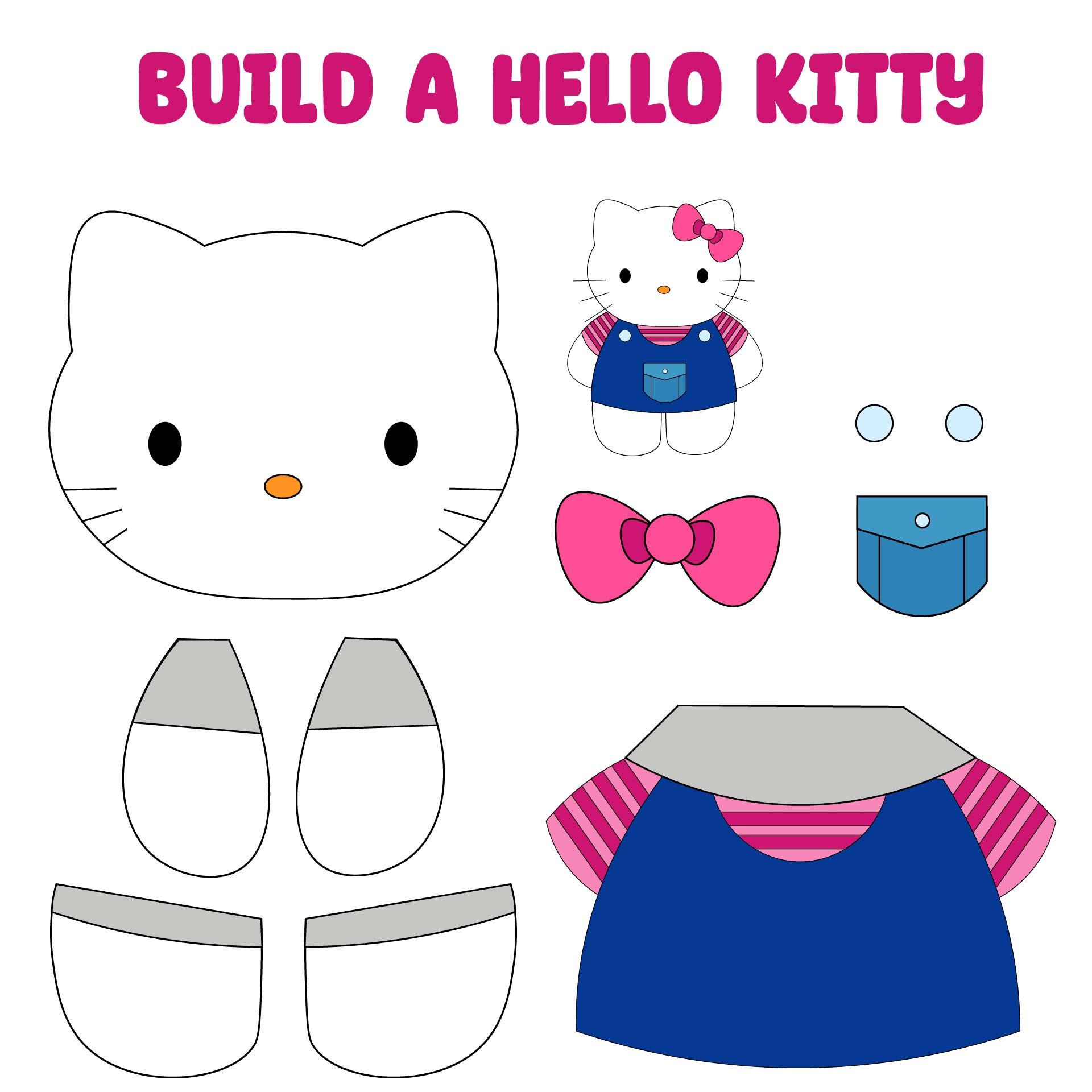 Crafts Printable Hello Kitty Paper Doll Sanrio Badtz Maru Diverse 