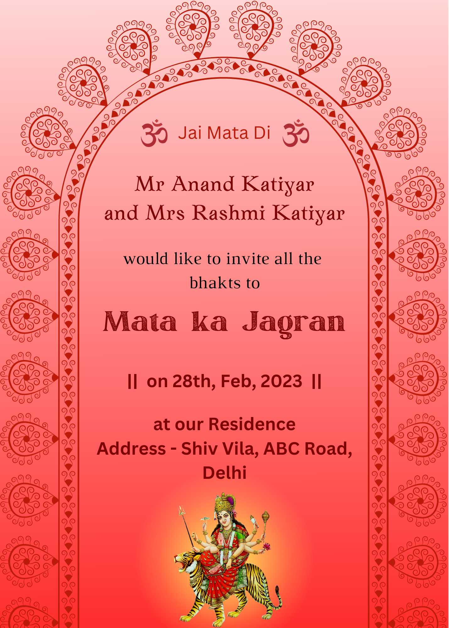 Create Jagran Invitation Card Download Jagrata Invitation