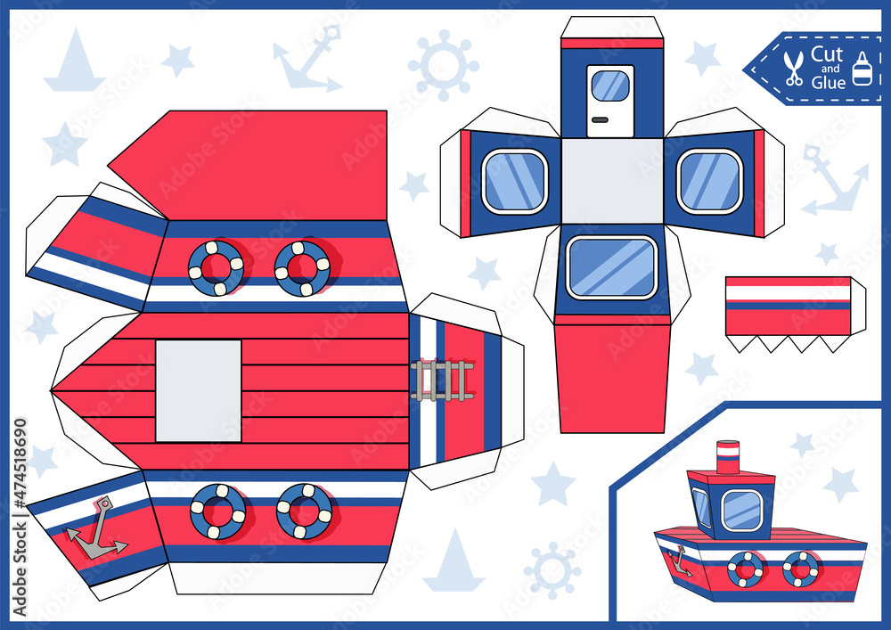 Cut And Glue Kids Paper Craft Worksheet 3d Active Children Game Create 