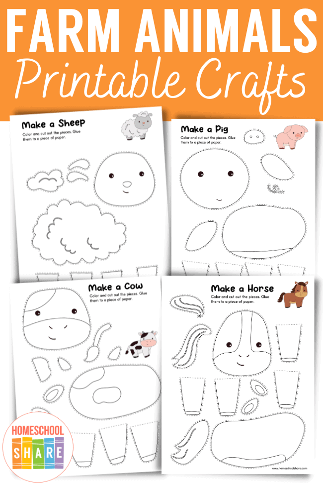 Cut And Paste Farm Animals free Printable Crafts Homeschool Share