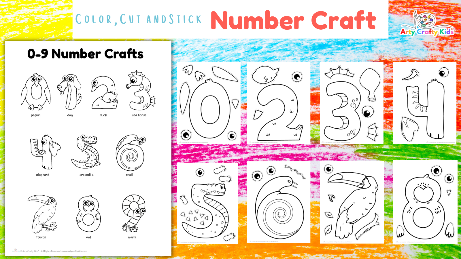 Cut And Stick Number Craft Templates Arty Crafty Kids