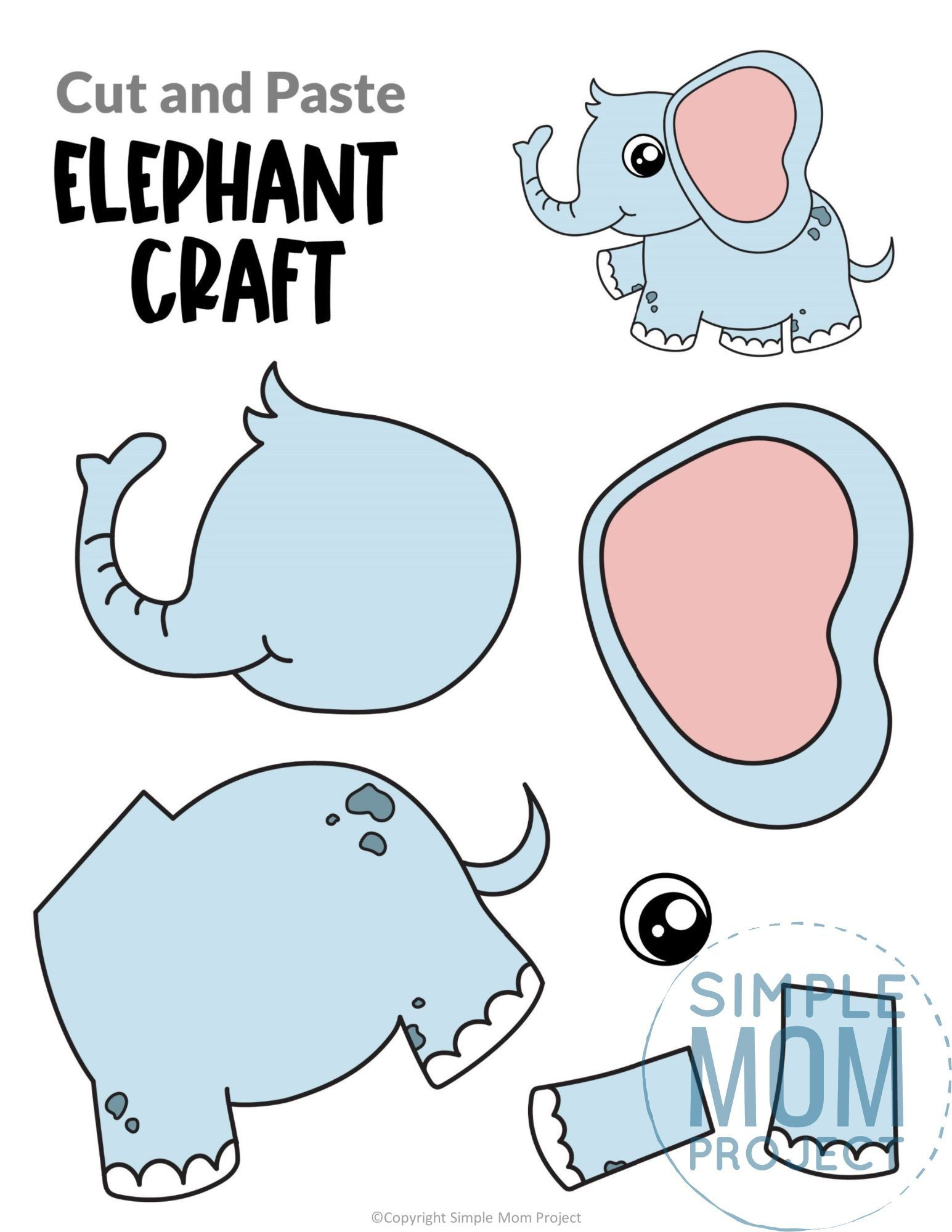 Cut Out Elephant Craft Template Content Calendar Template