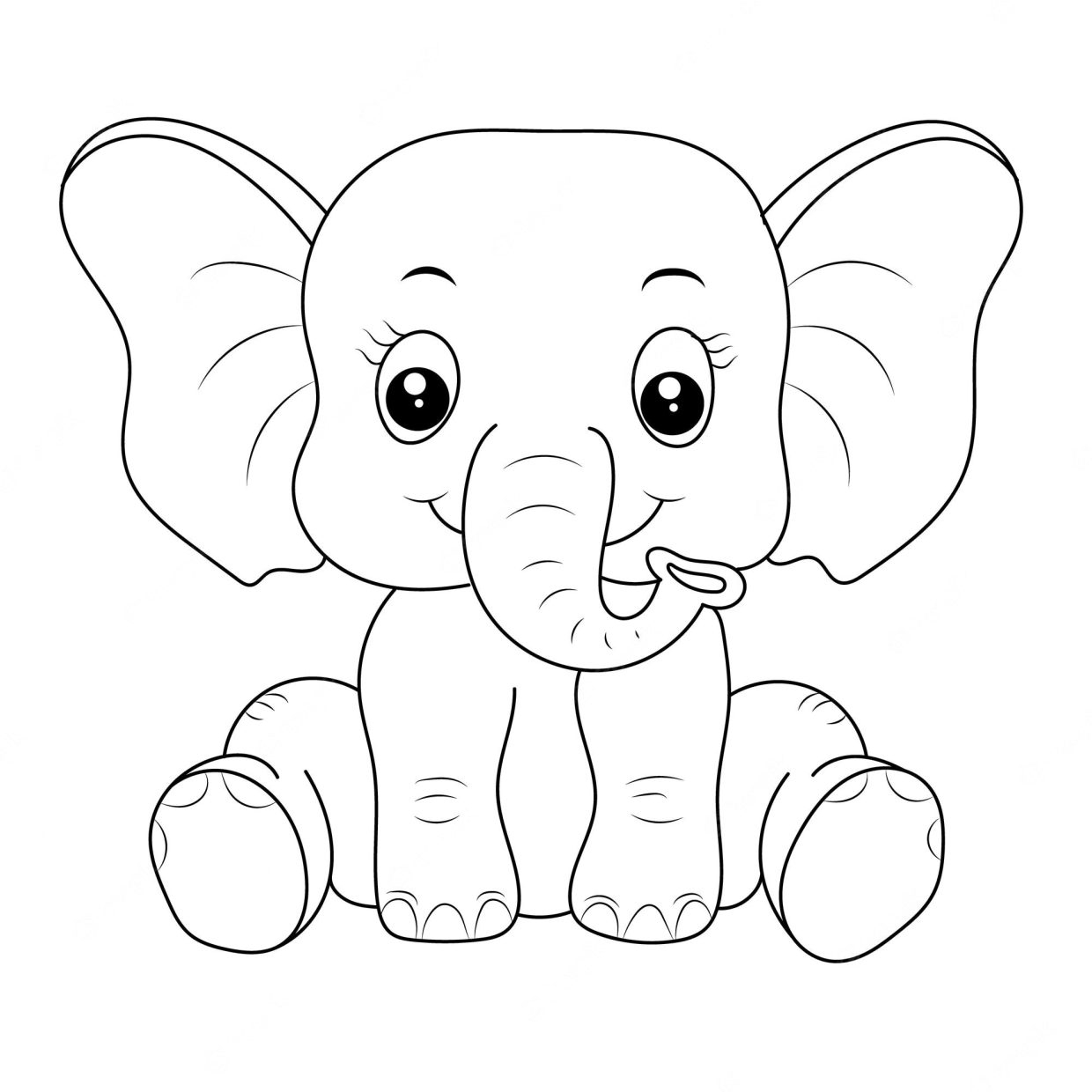 Cute Elephant Coloring Pages Printable Free And Easy For Kids