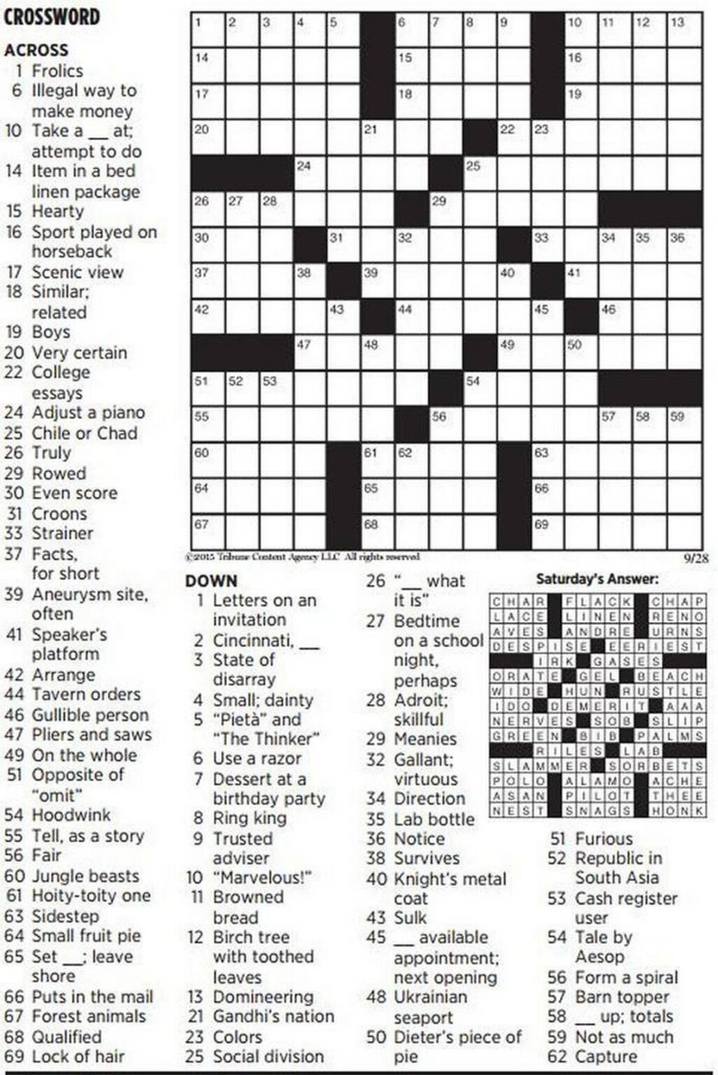 crossword puzzle printable