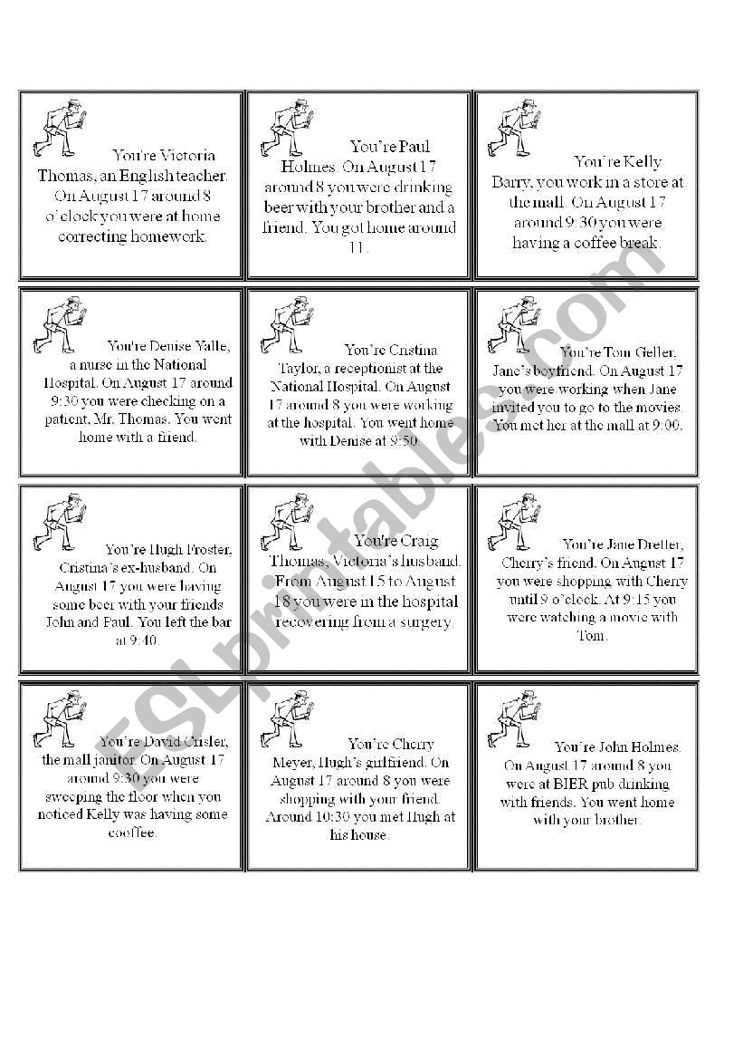 Detective Game ESL Worksheet By Mariana CNA