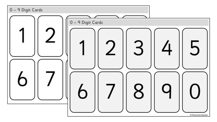 Digit Cards 0 9 Template Primary Stars Education