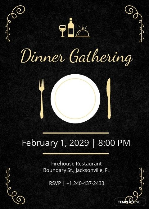 Dinner Invitation Card Template In Publisher Word PSD Download