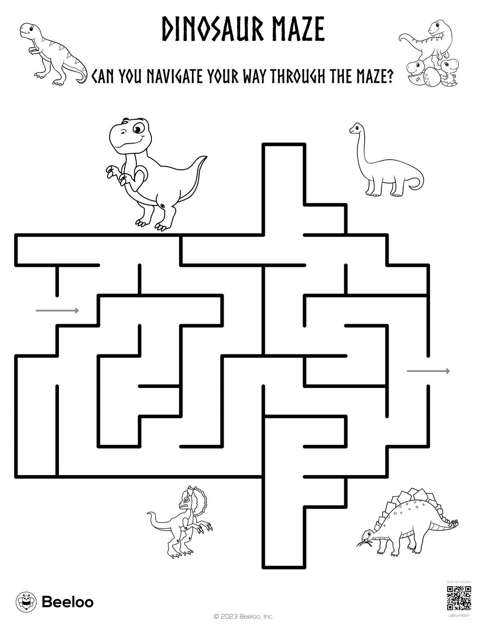 Dinosaur Maze Beeloo Printable Crafts For Kids z4NvYrERY 