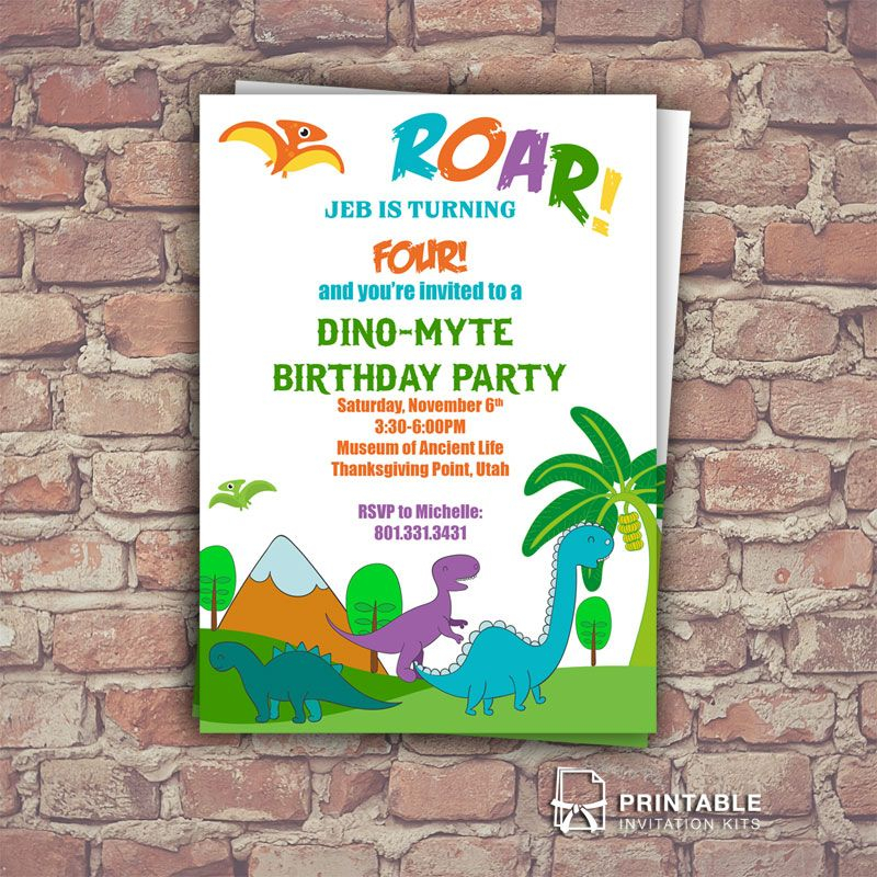 Dinosaurs Free Birthday Invitation Template Birthday Invitation Card 