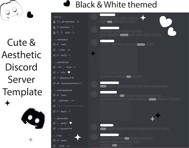 Discord Server Template White Minimalist Community Aesthetic Etsy