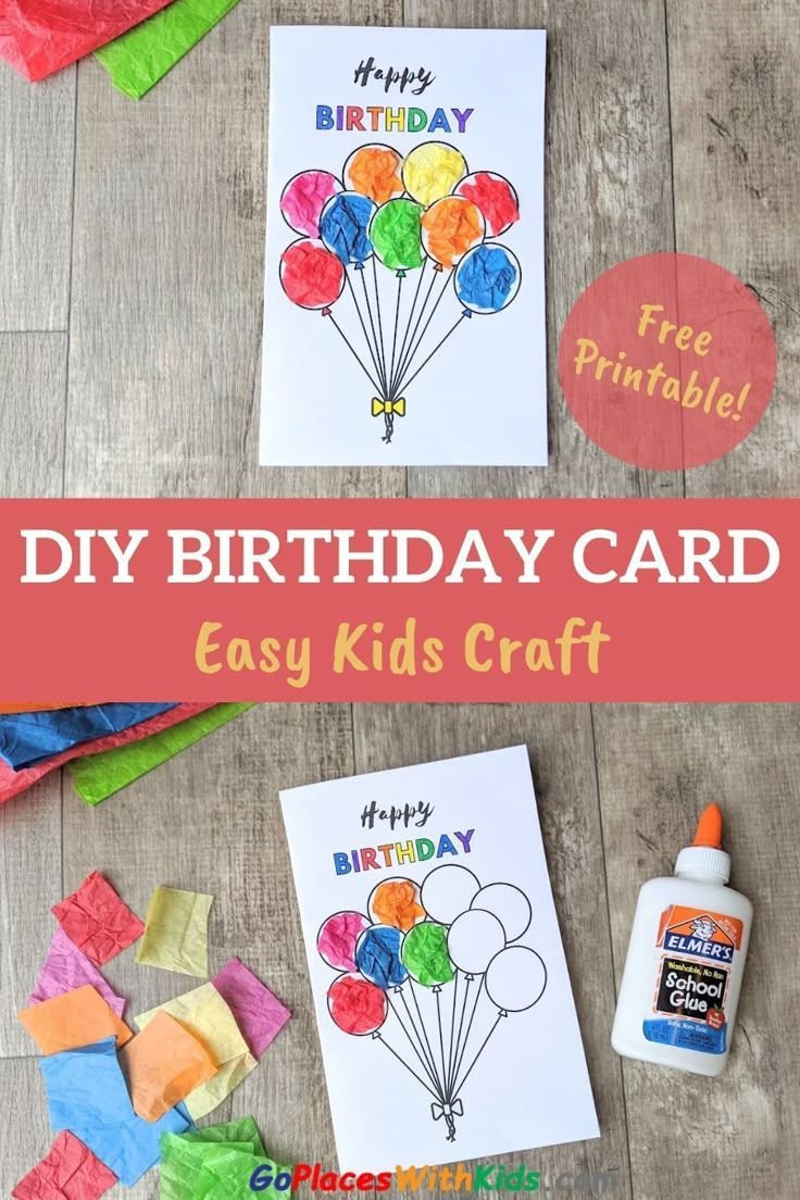 DIY Birthday Card Easy Kids Craft Simple Birthday Cards Free 