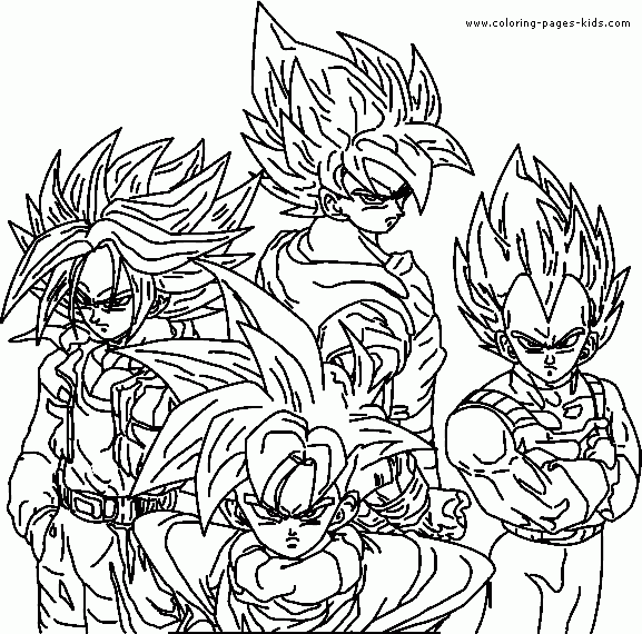 Dragon Ball Z Color Page Coloring Pages For Kids Cartoon Characters 