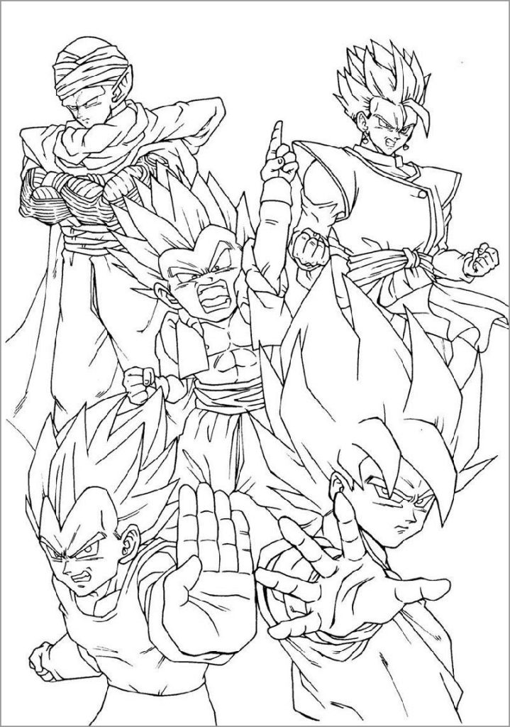 Dragon Ball Z Coloring Pages Full Team ColoringBay