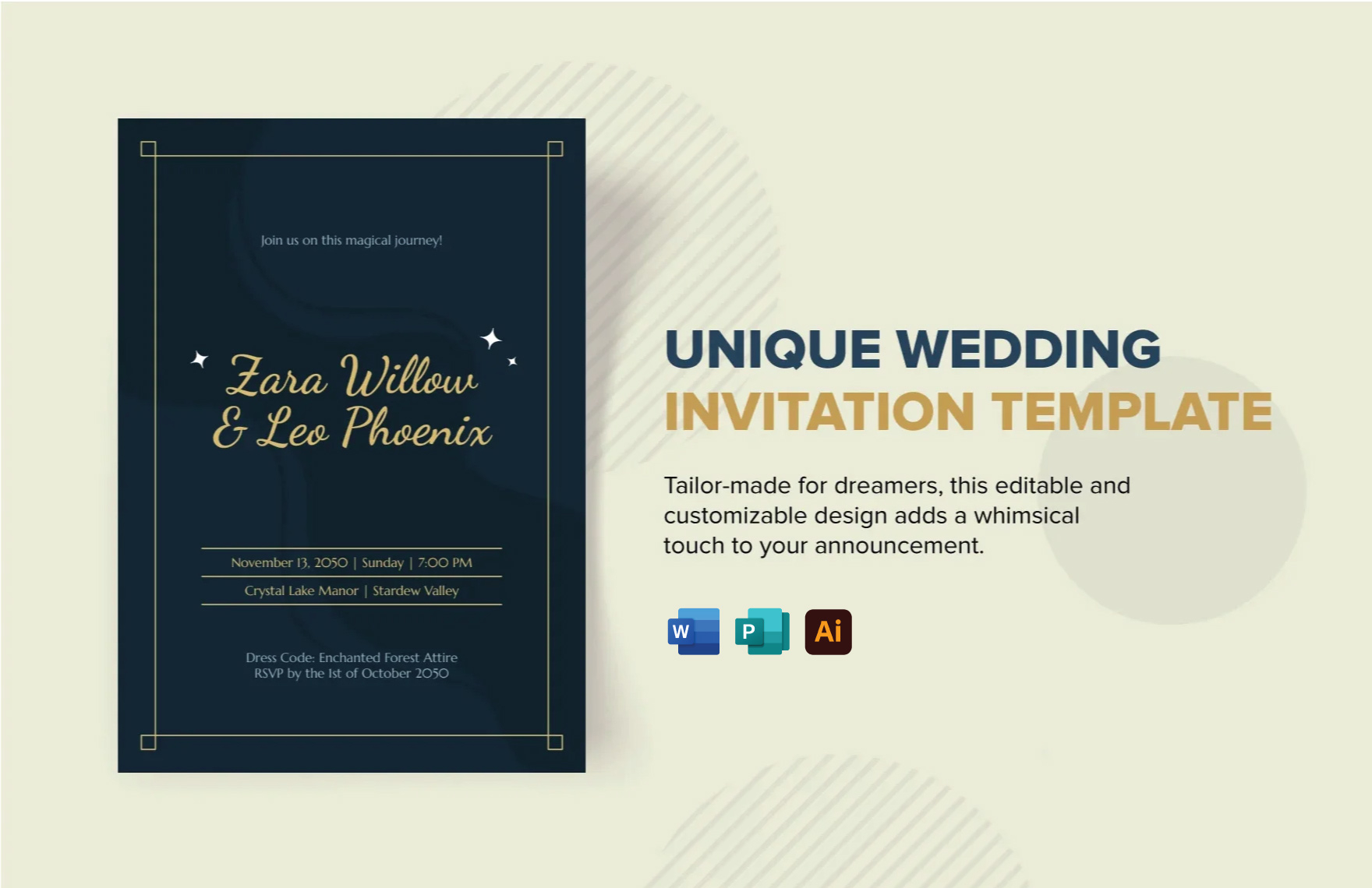 Dusty Blue Wedding Invitation In PSD Illustrator Publisher Download 