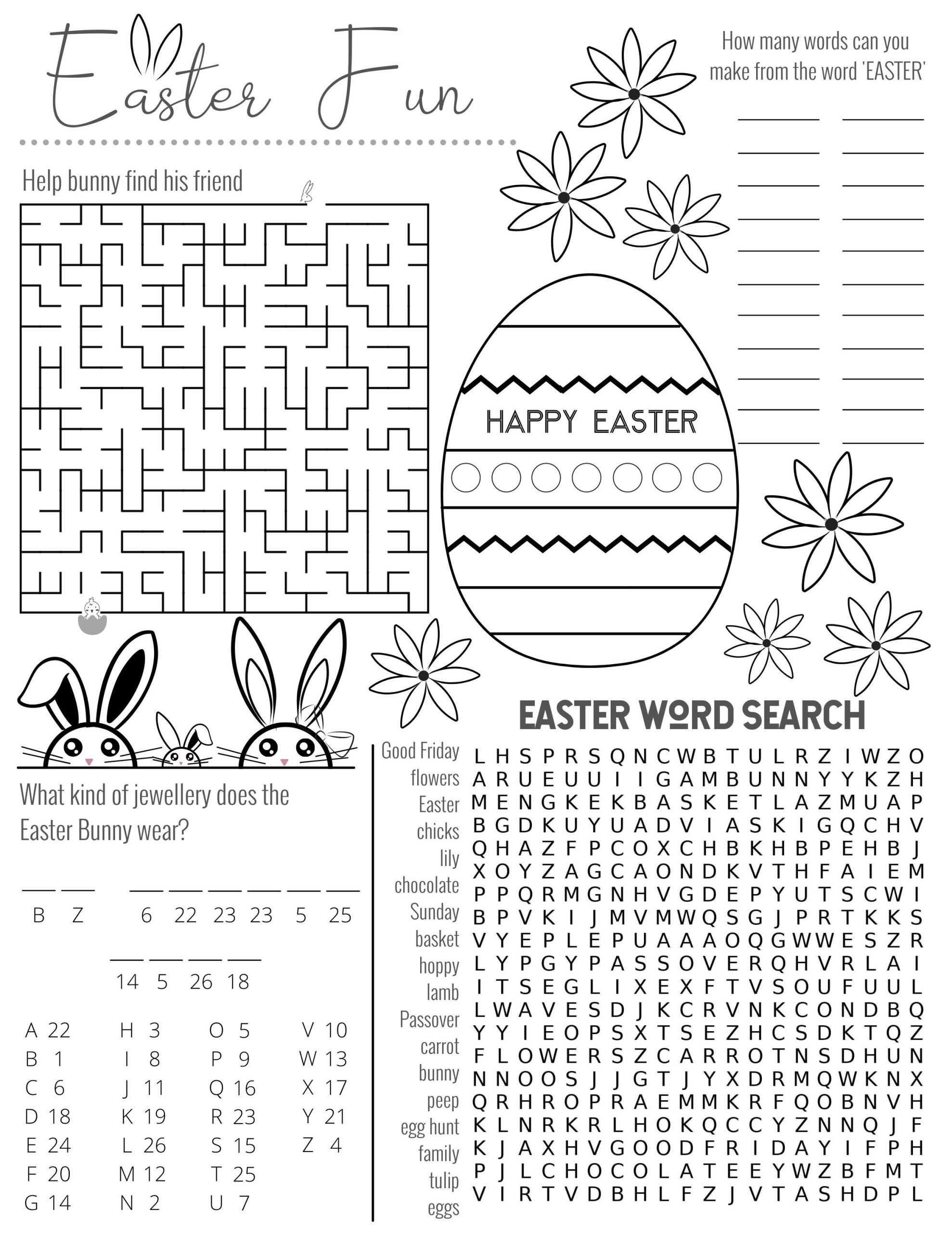 Easter Activities Printable Sheets