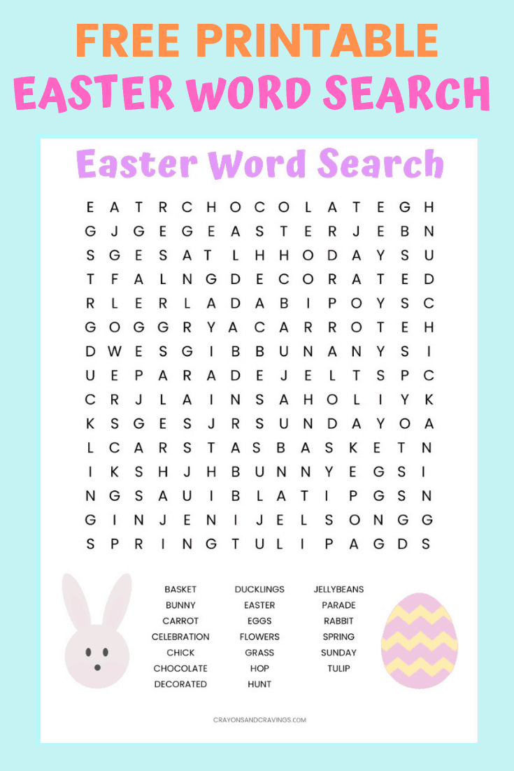 Easter Word Search For Kids Printable