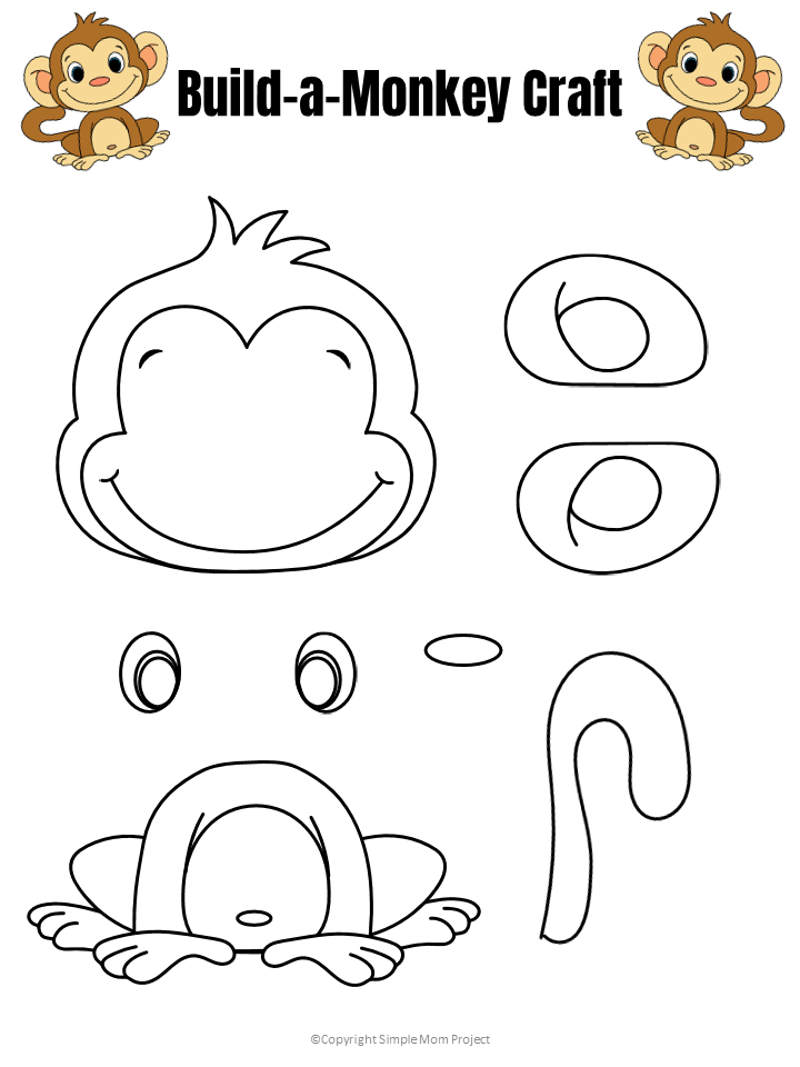 Easy Build a Monkey Craft For Kids With FREE Template Simple Mom Project