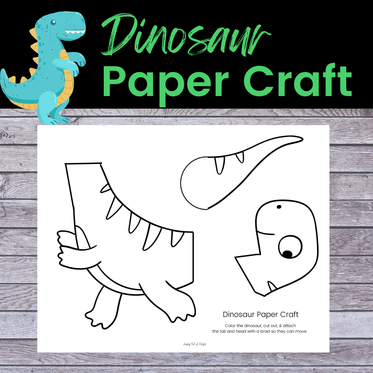 Easy Paper Dinosaur Craft For Kids Free Template 