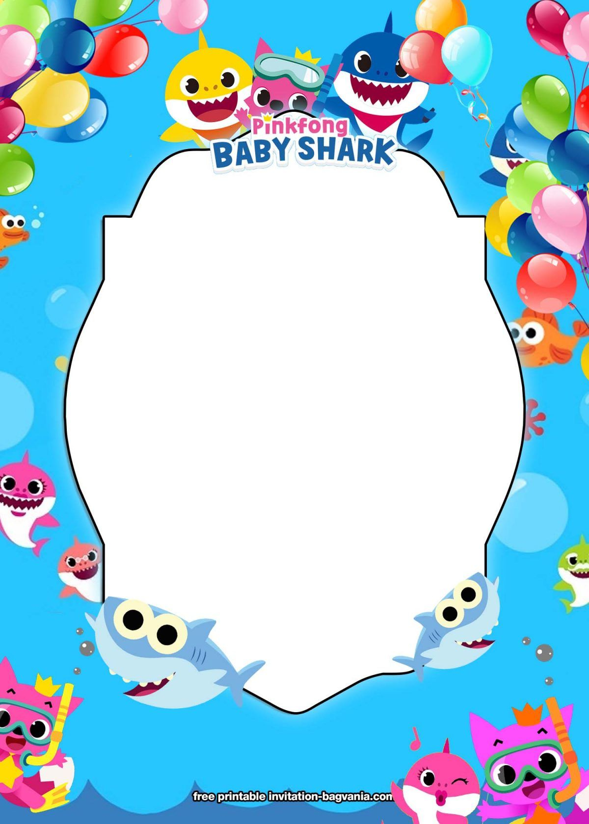 Editable Baby Shark Invitation Template Free Birthday Wishes