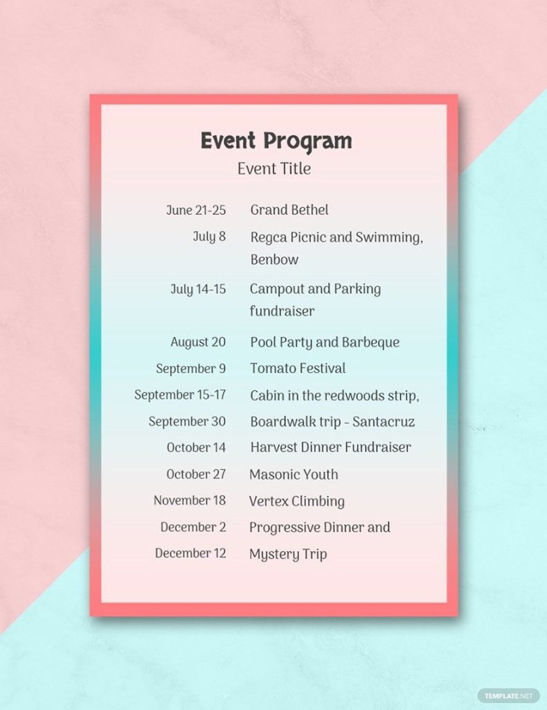 Editable Event Program Templates In Word To Download