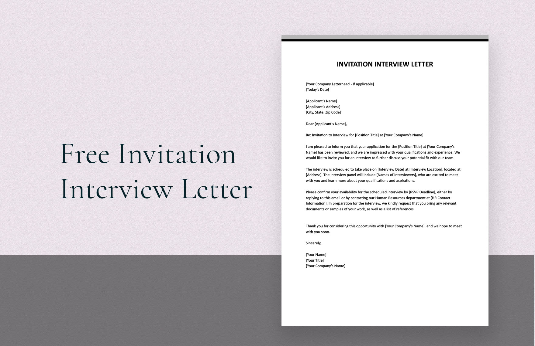template invitation to interview