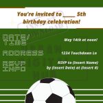 Editable Soccer Birthday Invitation Soccer Party Invitation Template