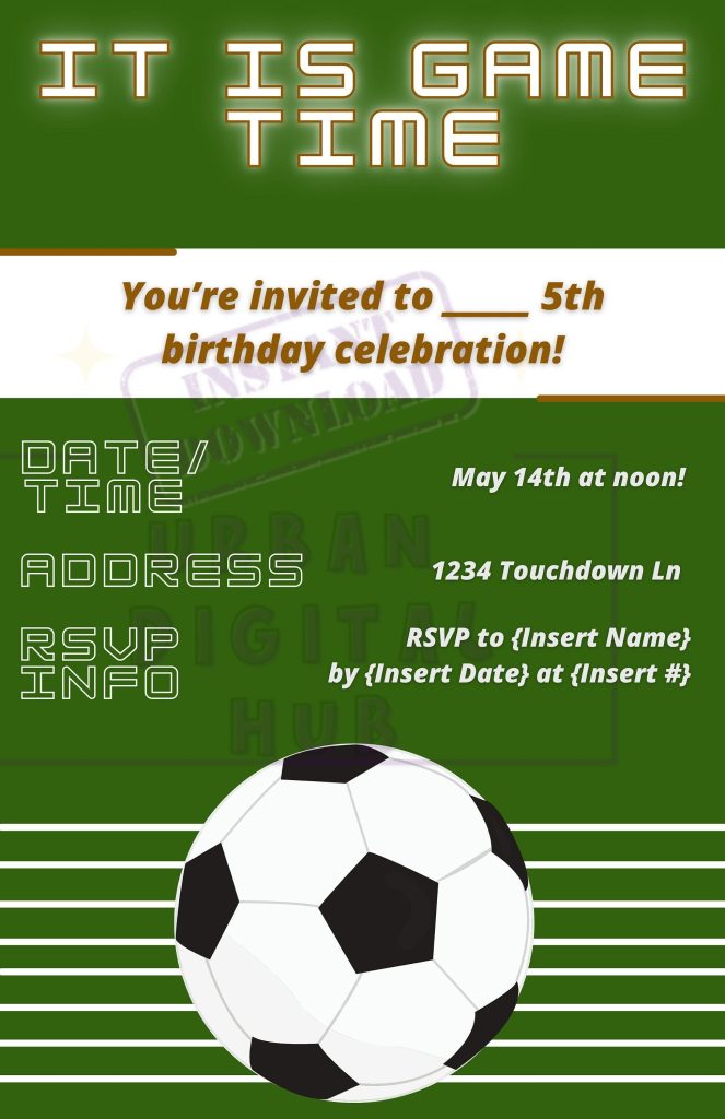 Editable Soccer Birthday Invitation Soccer Party Invitation Template