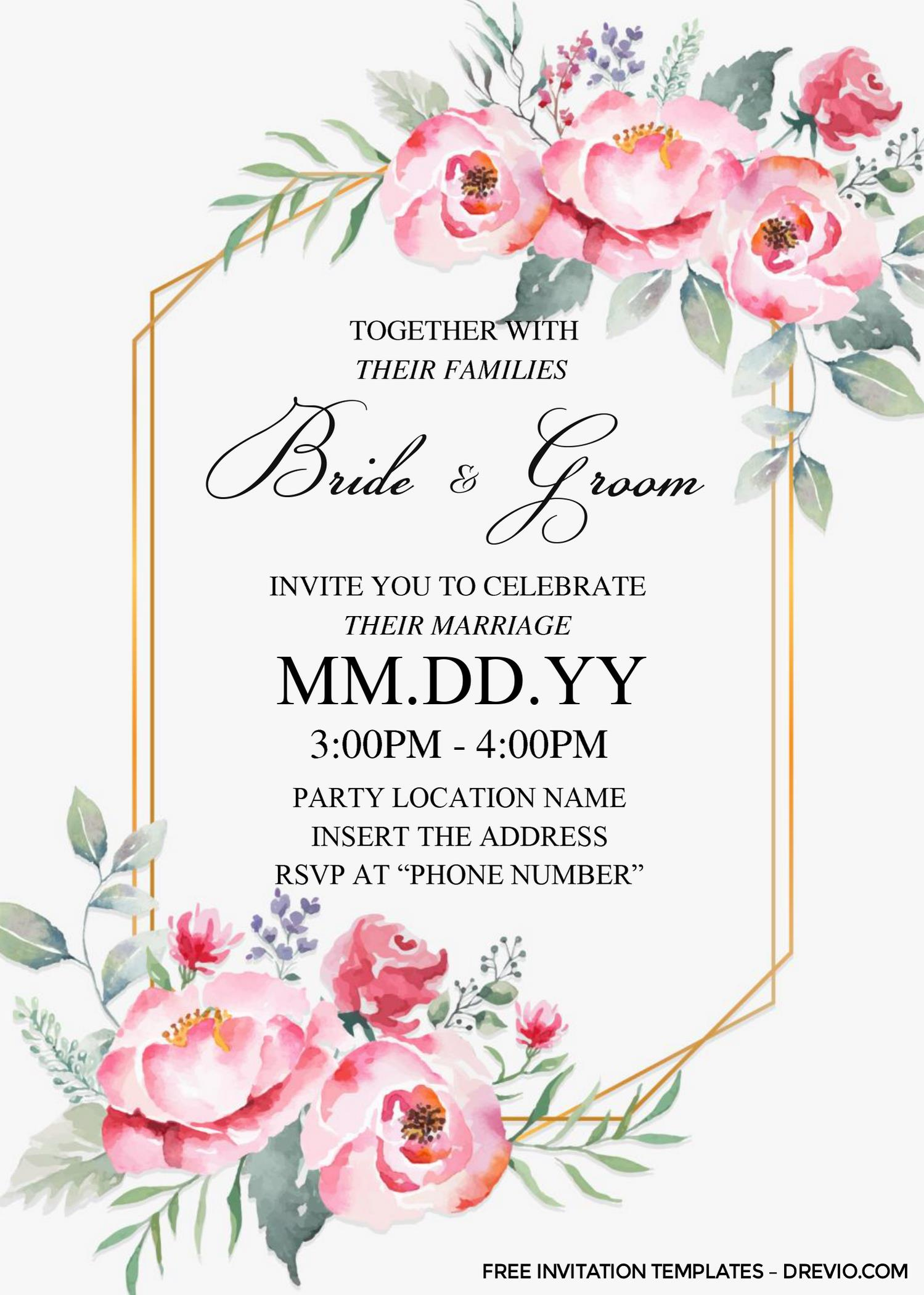 Editable Wedding Invitation Templates Free Download Word
